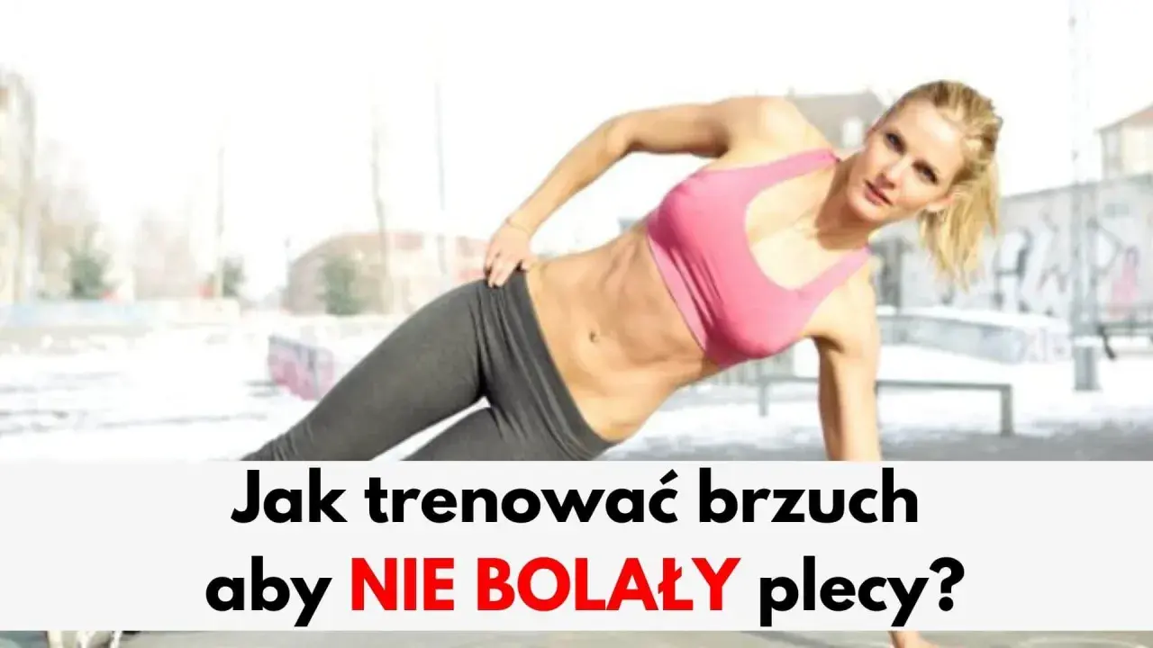 Kobieta wykonuje boczne deski, ćwiczenia na brzuch nie obciążające kręgosłupa.
