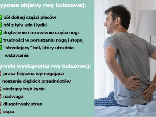 Mężczyzna z rwą kulszową, cierpiący na ból pleców, który może być spowodowany pracą fizyczną.