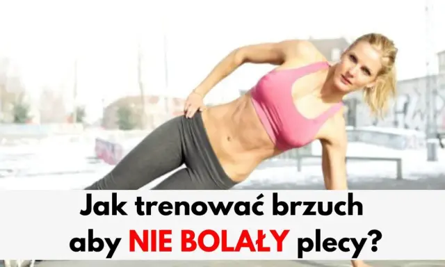 Kobieta wykonuje boczne deski, ćwiczenia na brzuch nie obciążające kręgosłupa.