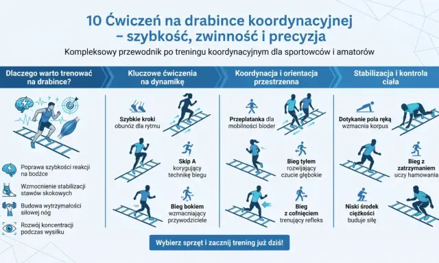 Bieg tyłem na drabince koordynacyjnej rozwija czucie głębokie, poprawiając kontrolę nad ciałem.