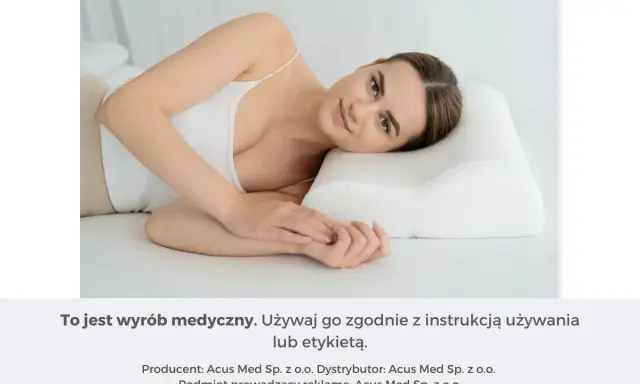Kobieta odpoczywa na poduszce ortopedycznej, która zapewnia komfortowy sen.